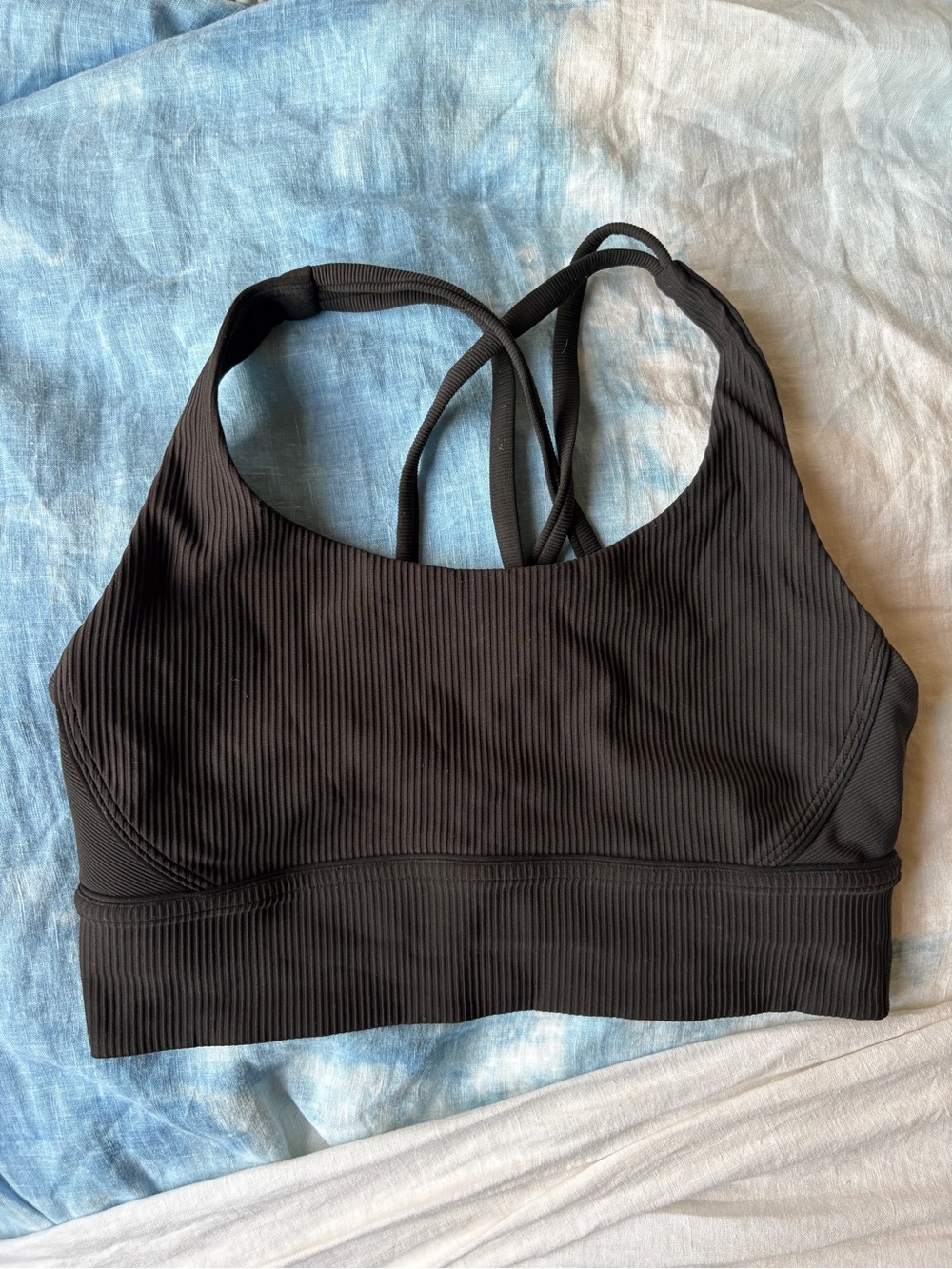 Lululemon black ribbed luxtreme energy sports bra size 8